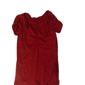 Plain red shirt with ruffles